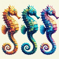 588 Seahorse Various colors shaped like a graceful seahorse Izob