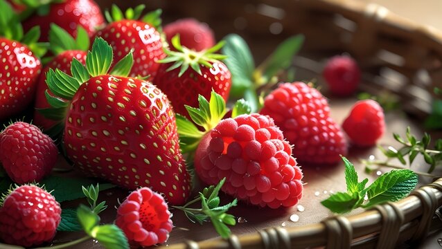 Fresh Strawberries and rusberry