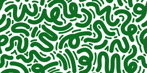 Fun line doodle seamless pattern. Creative minimalist style art background for children or trendy design with basic shapes. vector illustration.