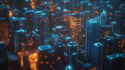 Smart digital Innovation city with connection network reciprocity over the cityscape. of future smart wireless digital city and social media networking systems that connects people with in city