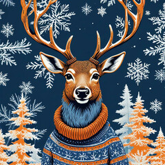 abstract illustration of Christmas deer