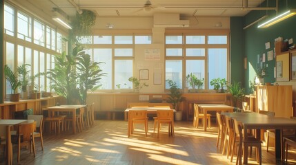 Fototapeta premium 4k, A picture of a closed school turning into a new learning space, In Korea.