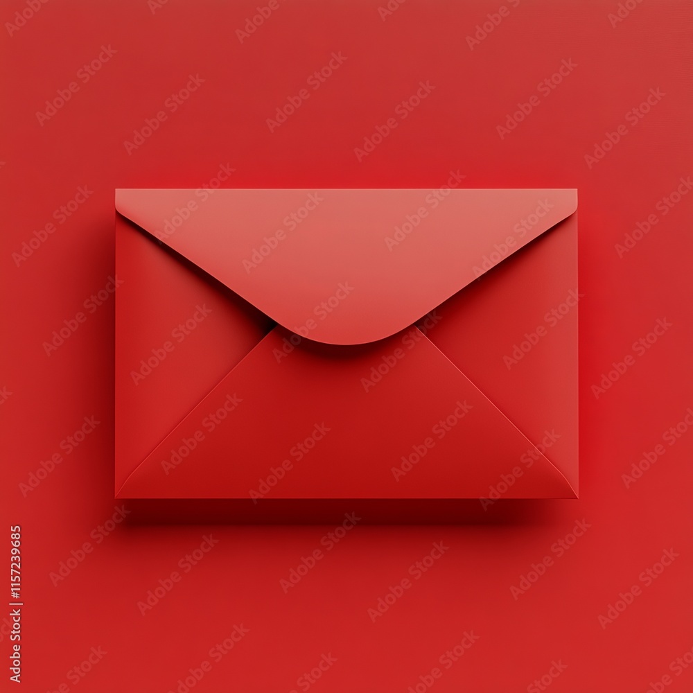 Poster bright red envelope displayed on a solid red background highlighting its sleek design and texture