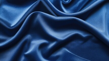 Fototapeta premium Smooth Blue Satin Fabric Texture with Gentle Ripples and Creases