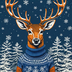 abstract illustration of Christmas deer