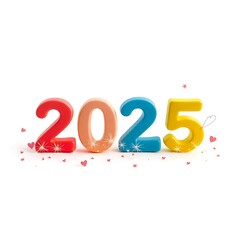 2025 happy new year typography logo design concept