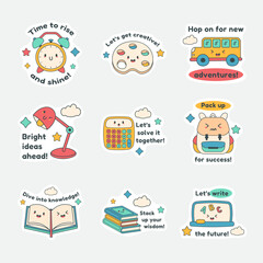 Chibi Student Sticker Set With Text