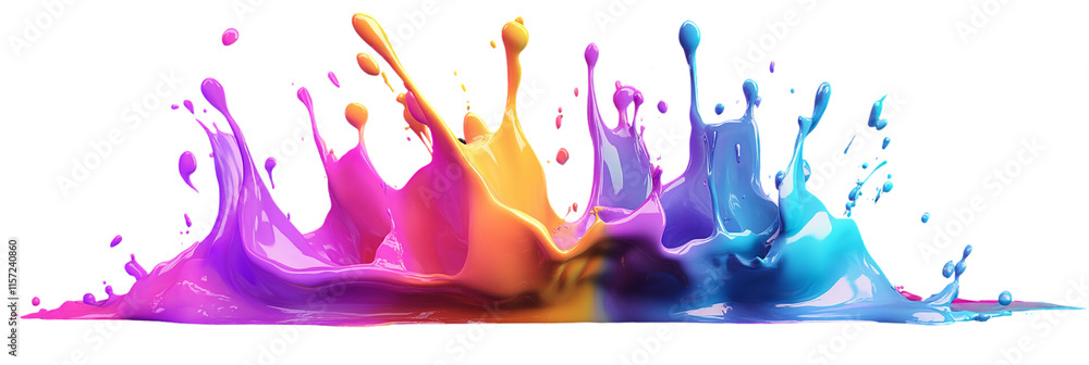 Aufkleber vibrant and dynamic paint splatter dropping isolated on a png transparent background. bold primary a