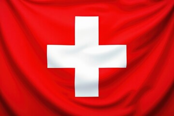 Fototapeta premium Vibrant Swiss Flag with White Cross on Red Background, Perfect for National Pride Decorations, Posters, and Gifts