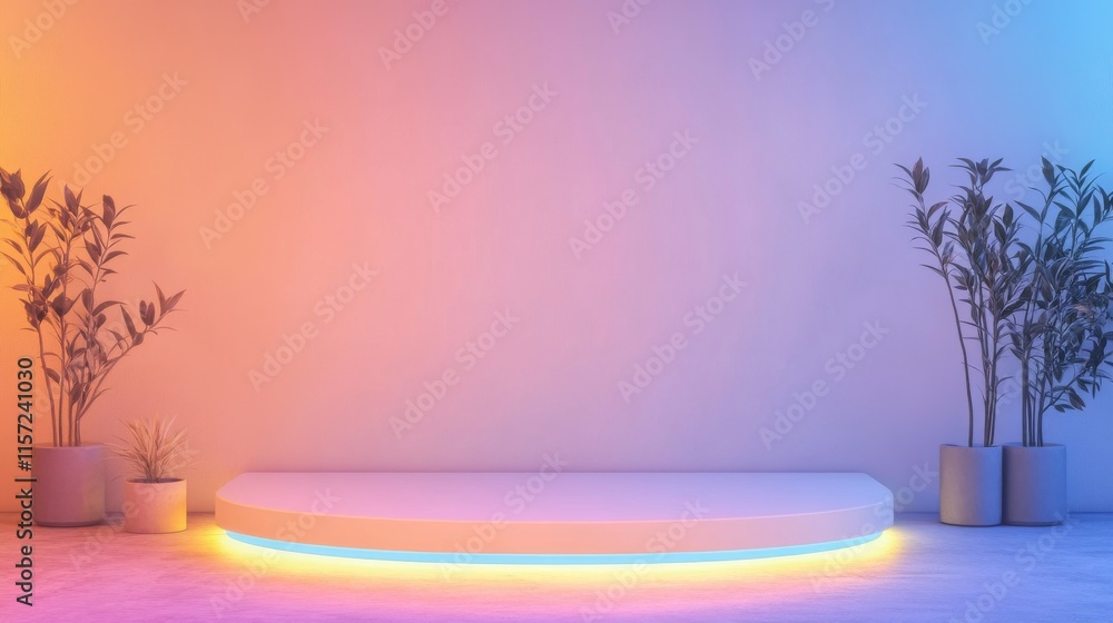 Poster modern abstract display with vibrant lighting.