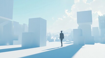 Obraz premium A figure exploring a minimalistic landscape.