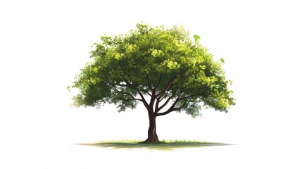 Isolated Tree on White Background in Flat Vector Style