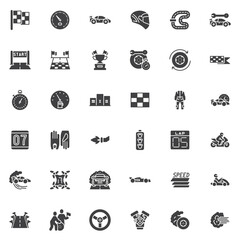 Motor racing vector icons set
