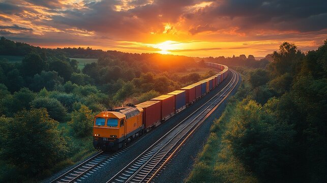 Intermodal containers on a train