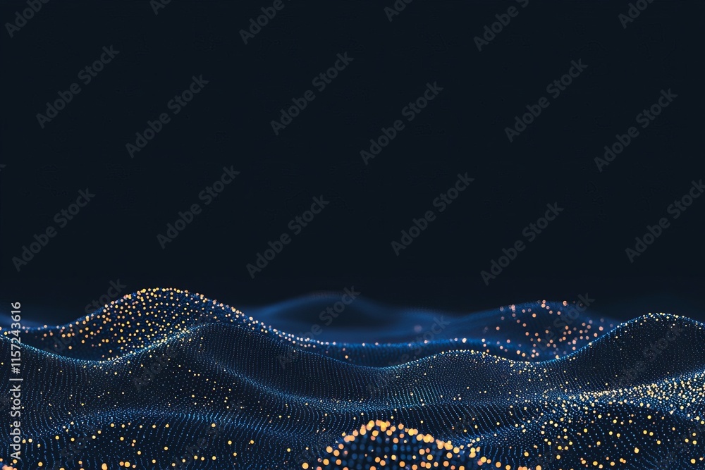Aufkleber visual representation of abstract waves formed by light particles in a dark background, illustrating