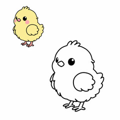 Coloring book for children (cartoon baby chick). Coloring book, education game for children.