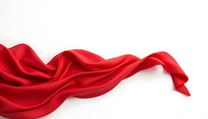 Fototapeta premium Vibrant Red Fabric Flowing with Dramatic Movement on White Background