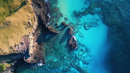 Aerial View of Easter Island Coastal Landscape