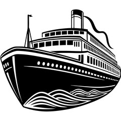Obraz premium Stylish Black and White Ship Vector for Custom Projects