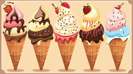Cartoon Ice Cream Cone Vector Illustration