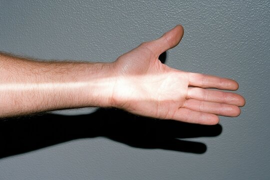 A human hand extended outward, with soft, glowing skin, offering a sense of connection and openness