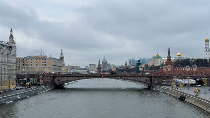 Moscow river and Kremlin in December