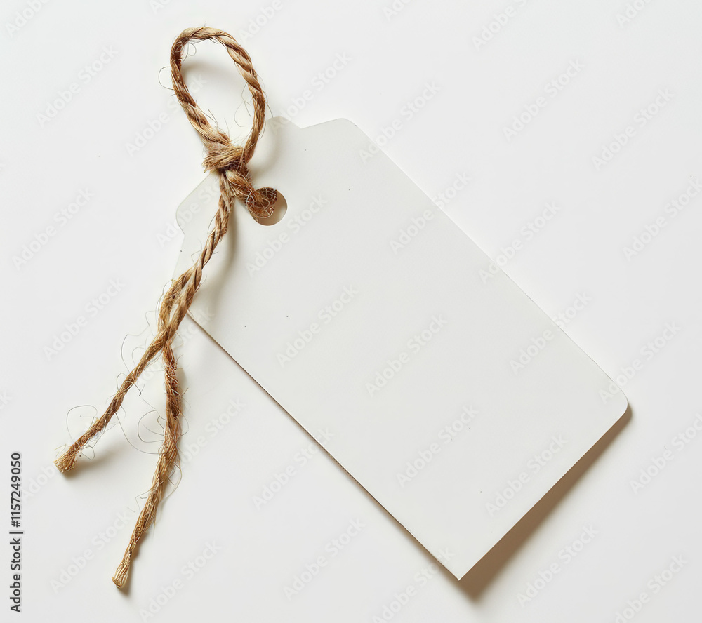 Aufkleber a blank tag with a twine loop, ready for labeling or decoration. isolated on white background