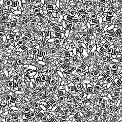 Alien head drawn illustration motif random pattern