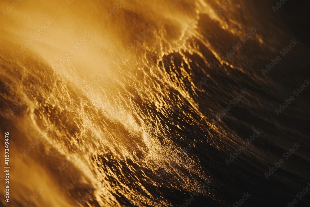 Aufkleber The dynamic ocean waves roll and crash with majestic force, illuminated by the golden sunlight, capturing the raw power and energy of the ocean in motion.