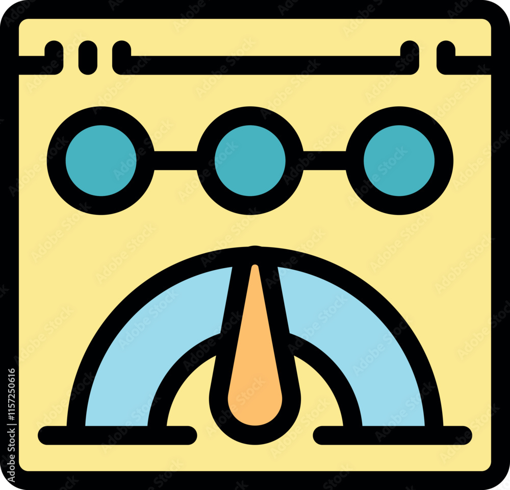 Poster measuring website performance with speedometer and gauge icon, analyzing online speed and efficiency