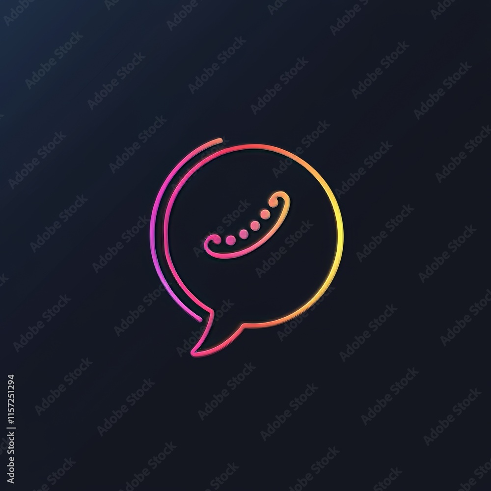 Poster stylized communication symbol with a gradient color transition, suitable for digital platforms and m