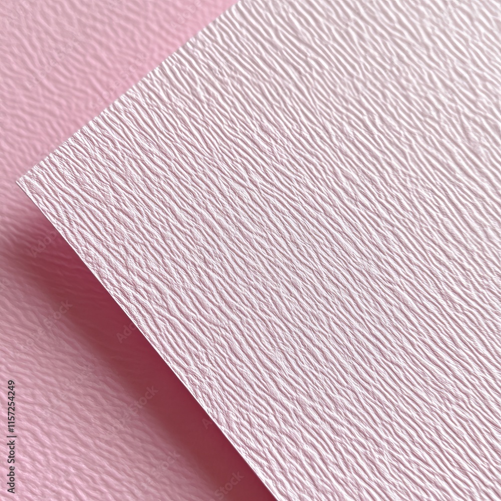 Poster textured pink cardstock placed at an angle showcasing its unique surface pattern in a soft ambient l