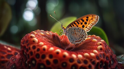 Butterfly with rafles flower