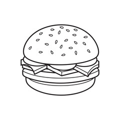 Minimalist Hamburger Line Drawing for Coloring Book