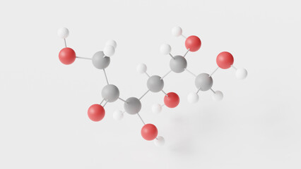 psicose molecule 3d, molecular structure, ball and stick model, structural chemical formula monosaccharide