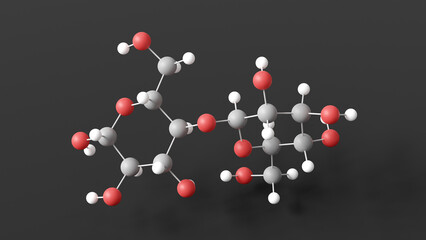 cellobiose molecule 3d, molecular structure, ball and stick model, structural chemical formula disaccharide