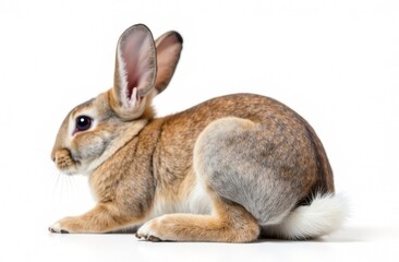 Obraz premium Rabbit on a white background. Side view