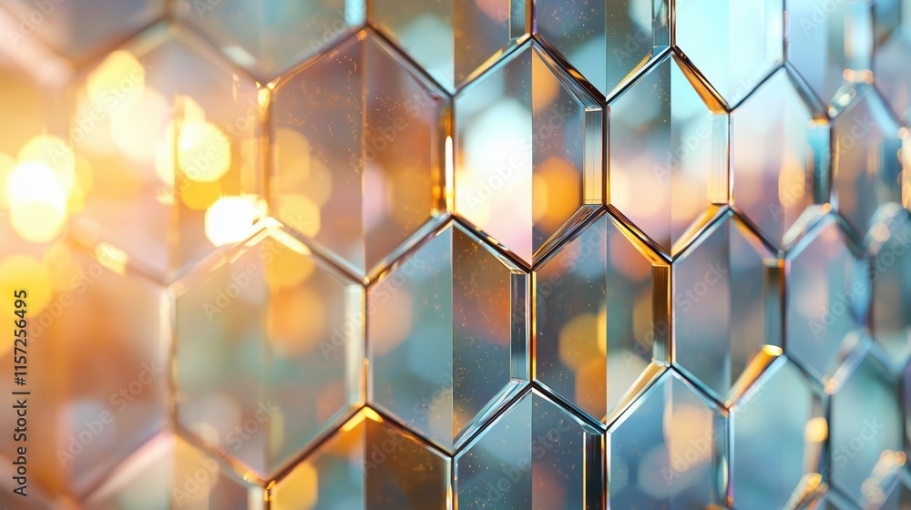 Poster abstract honeycomb pattern with reflections and soft lighting effects