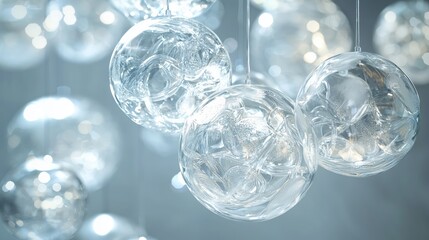 Elegant Glass Spheres with Soft Light in Modern Interior Design