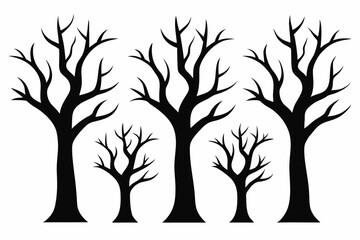 Leafless Tree Silhouette Icon Set