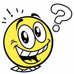 A vibrant yellow smiley emoticon icon, symbolizing curiosity and positivity in digital art.