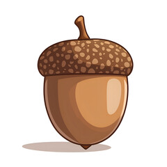 Playful cartoon acorn with glossy finish and detailed cap design for creative projects and illustration, digital illustration of character design concept.