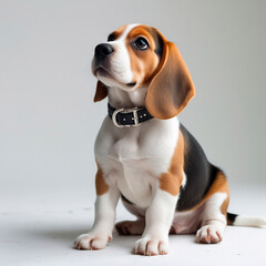 beagle puppy on white