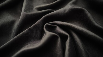 Fototapeta premium Luxurious Black Fabric Texture with Soft Smooth Drapery