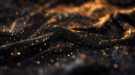 Luxury Black Charcoal with Golden Glitter Sparkles Wallpaper
