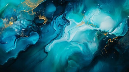 Blue green abstract background. Hand painted. Art background with copy space for design.