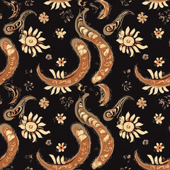 Batik seamless pattern art traditional textile design indonesia colorful patterns close-up view cultural aesthetic in textiles