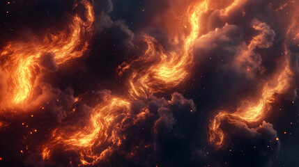 Fototapeta premium A surreal landscape of a firestorm