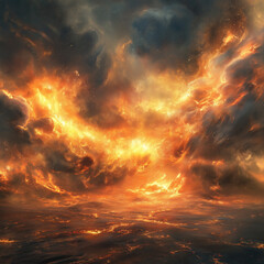 Fototapeta premium A surreal landscape of a firestorm