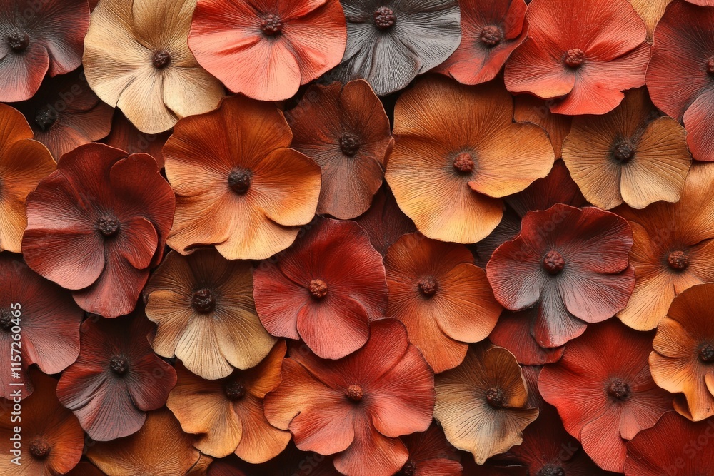 Poster this image captures a striking pattern of vibrant flowers, each showcasing its intricate texture, bl